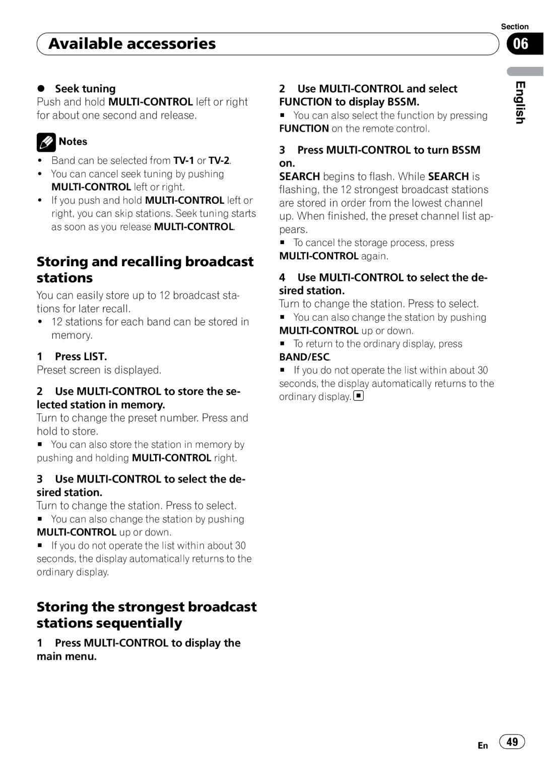 Pioneer DEH-P500UB operation manual Storing the strongest broadcast stations sequentially, Band/Esc 