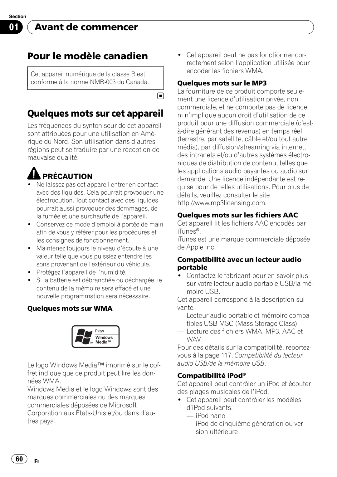 Pioneer DEH-P500UB operation manual Avant de commencer Pour le modèle canadien, Quelques mots sur cet appareil 