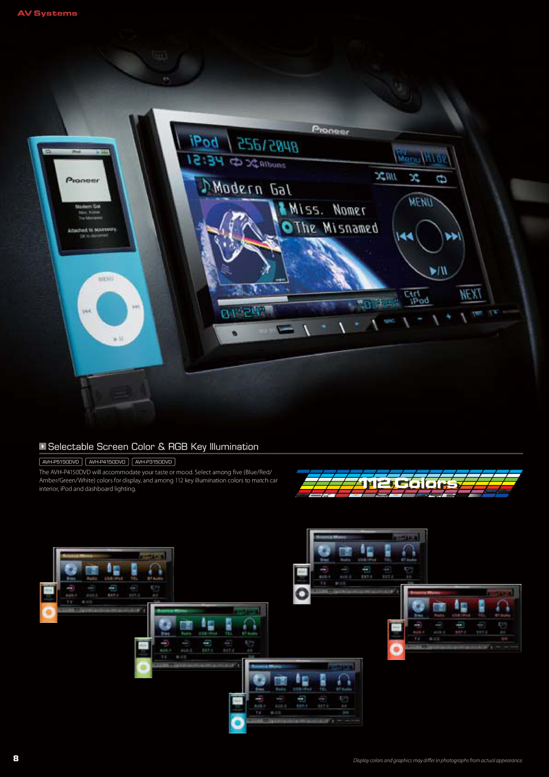 Pioneer AVH-P7950DVD, DEH-P5150UB, DVH-P4150UB, RS-D7RII, DEH-P80RSII, DVH-3150UB manual Interior, iPod and dashboard lighting 