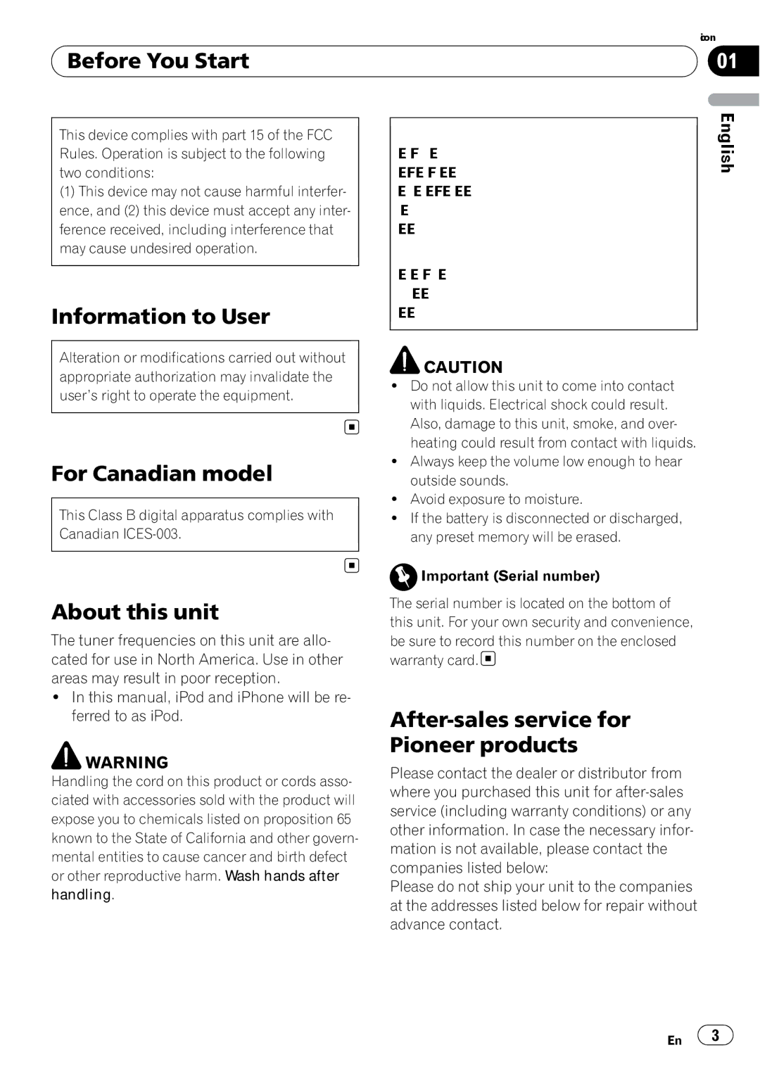 Pioneer DEH-P5200HD operation manual Before You Start, Information to User, For Canadian model, About this unit 