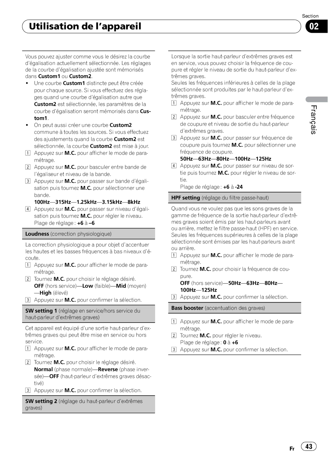 Pioneer DEH-P5200HD operation manual Français 