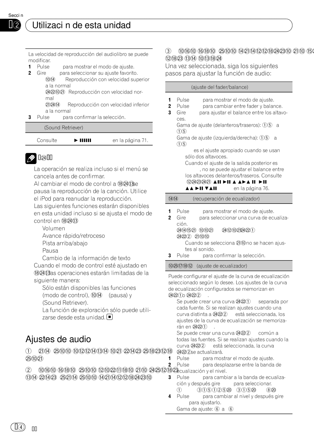 Pioneer DEH-P5200HD operation manual Ajustes de audio 