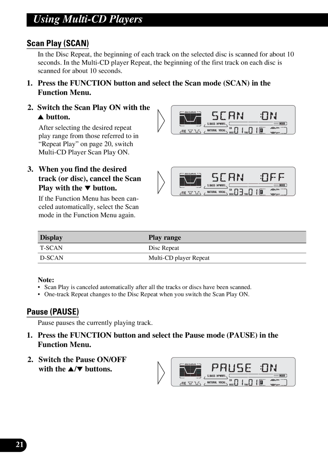 Pioneer DEH-P5250 operation manual Scan Play Scan 