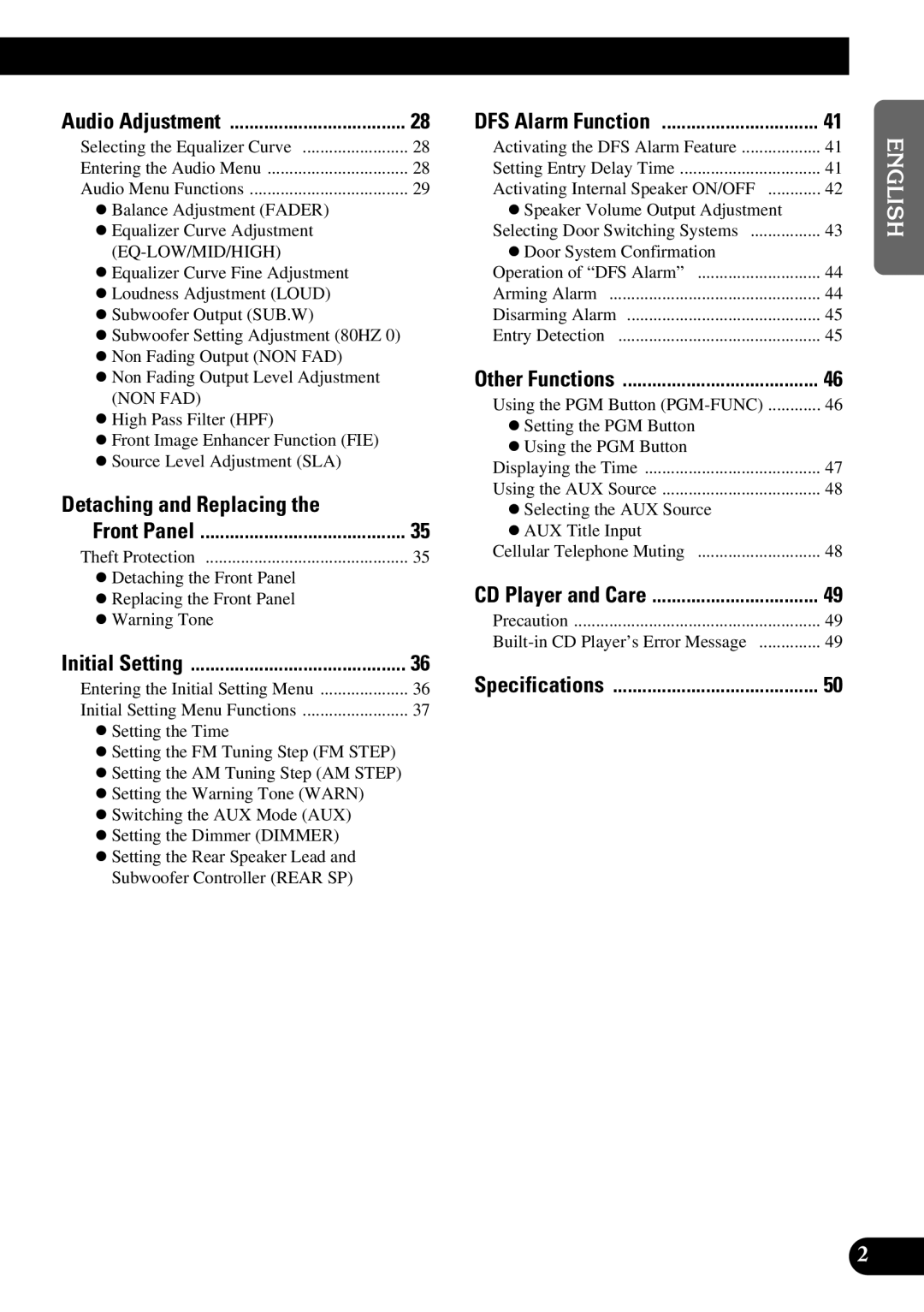 Pioneer DEH-P5250 operation manual Detaching and Replacing, Audio Adjustment 