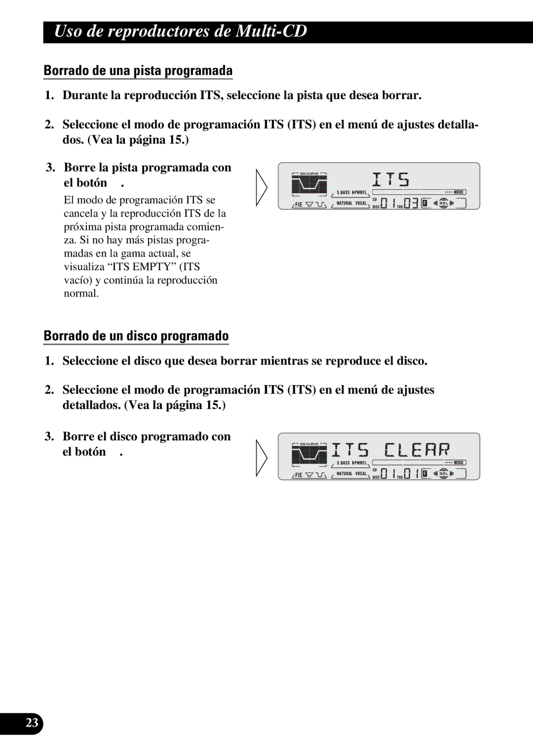 Pioneer DEH-P5250 operation manual Borrado de una pista programada, Borrado de un disco programado 