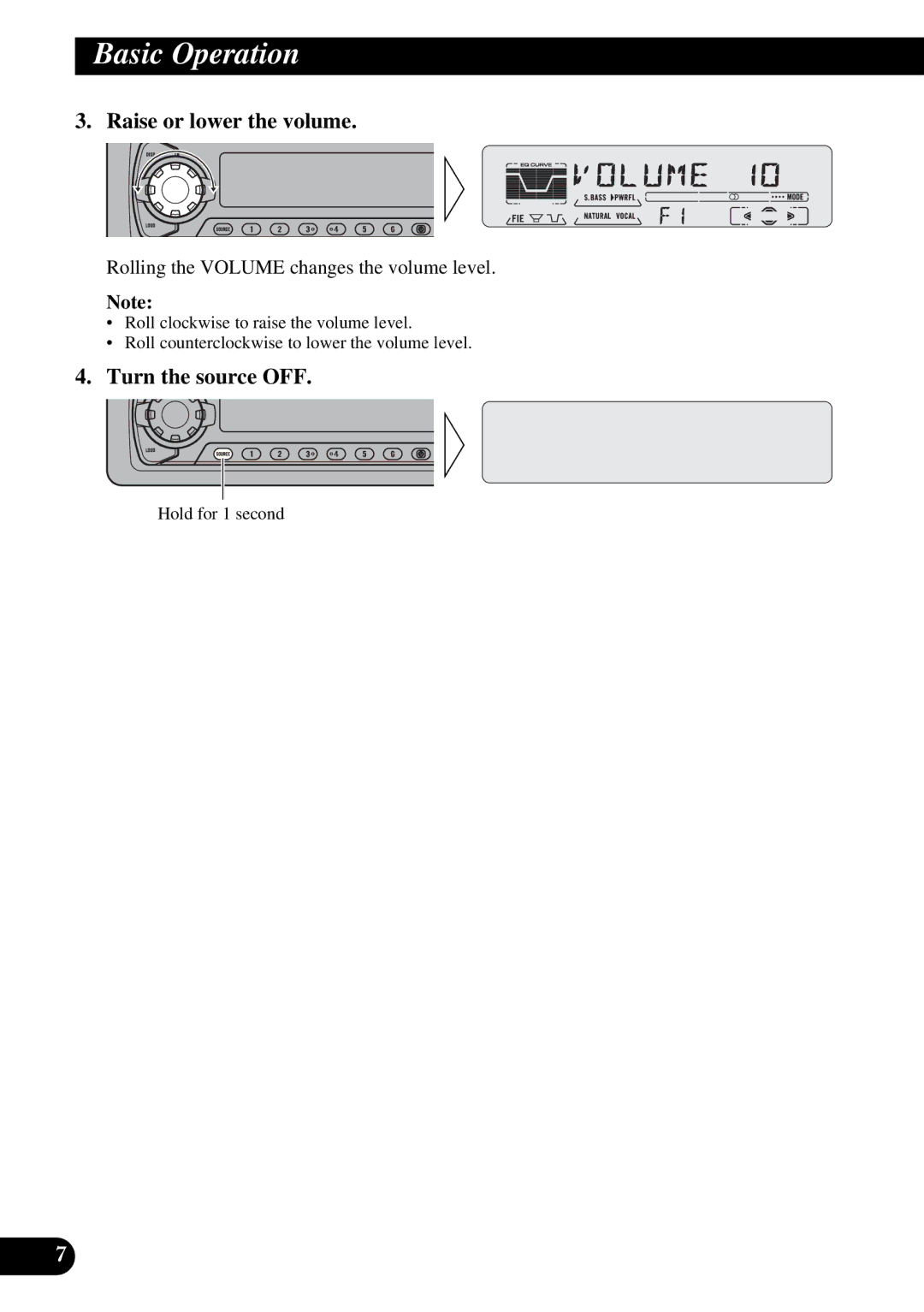 Pioneer DEH-P5250 operation manual Raise or lower the volume, Turn the source OFF 