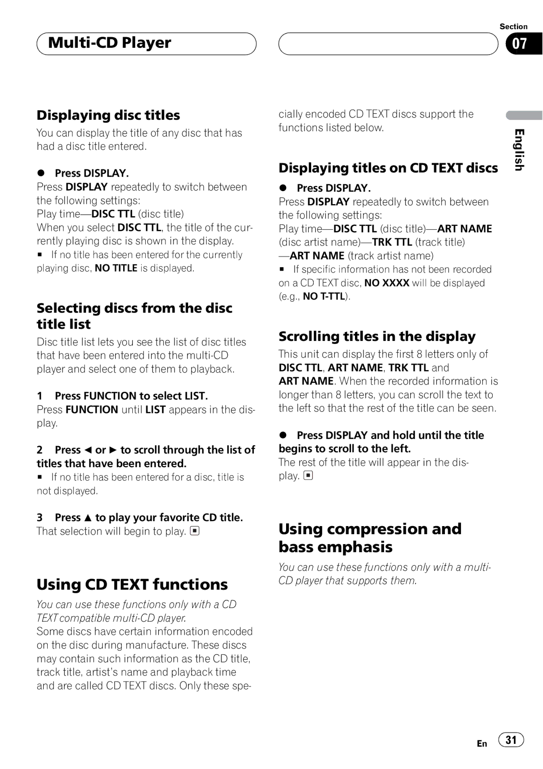 Pioneer DEH-P550MP operation manual 