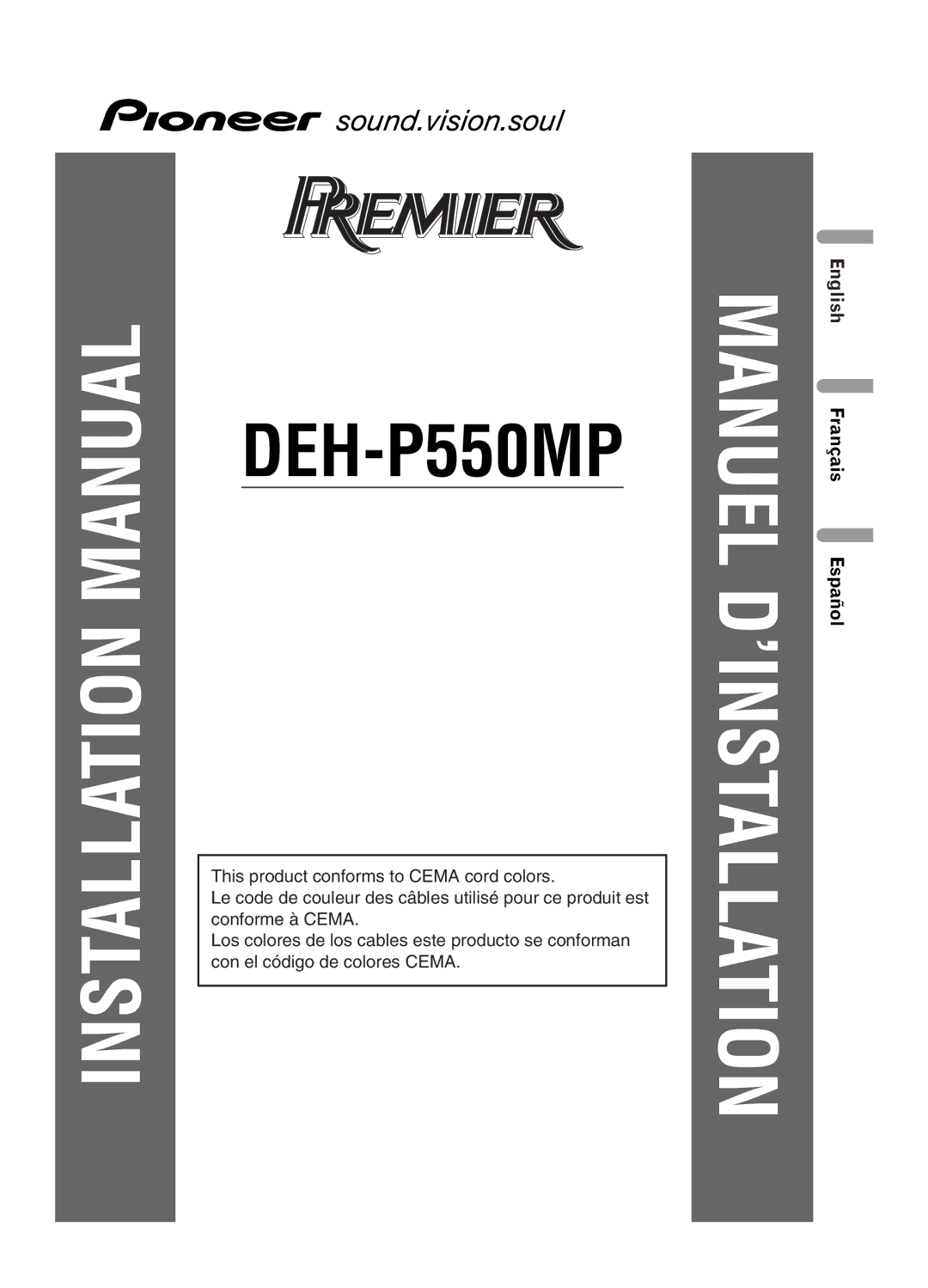 Pioneer DEH-P550MP installation manual Installation Manual 