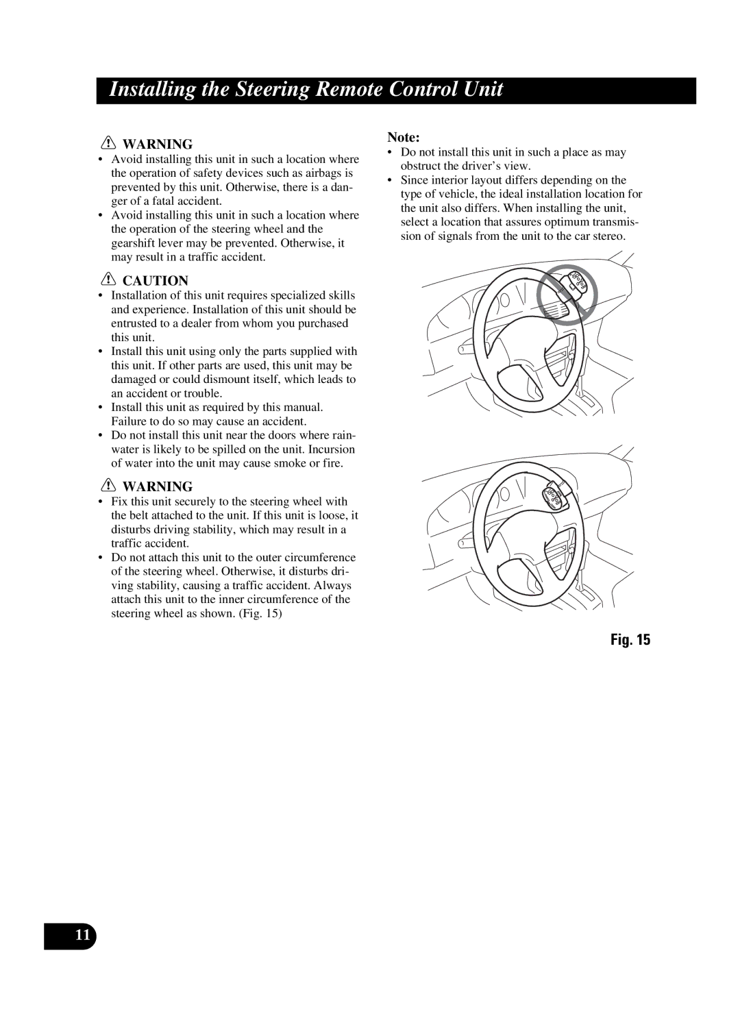 Pioneer DEH-P550MP installation manual Installing the Steering Remote Control Unit 