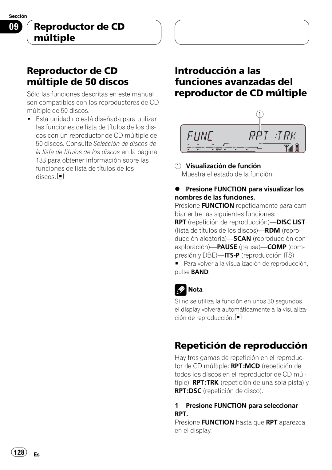 Pioneer DEH-P55BT operation manual 128 Es 