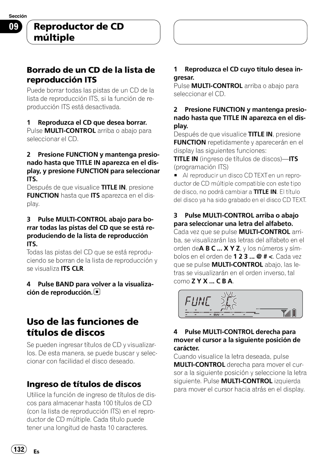 Pioneer DEH-P55BT Uso de las funciones de títulos de discos, Borrado de un CD de la lista de reproducción ITS 