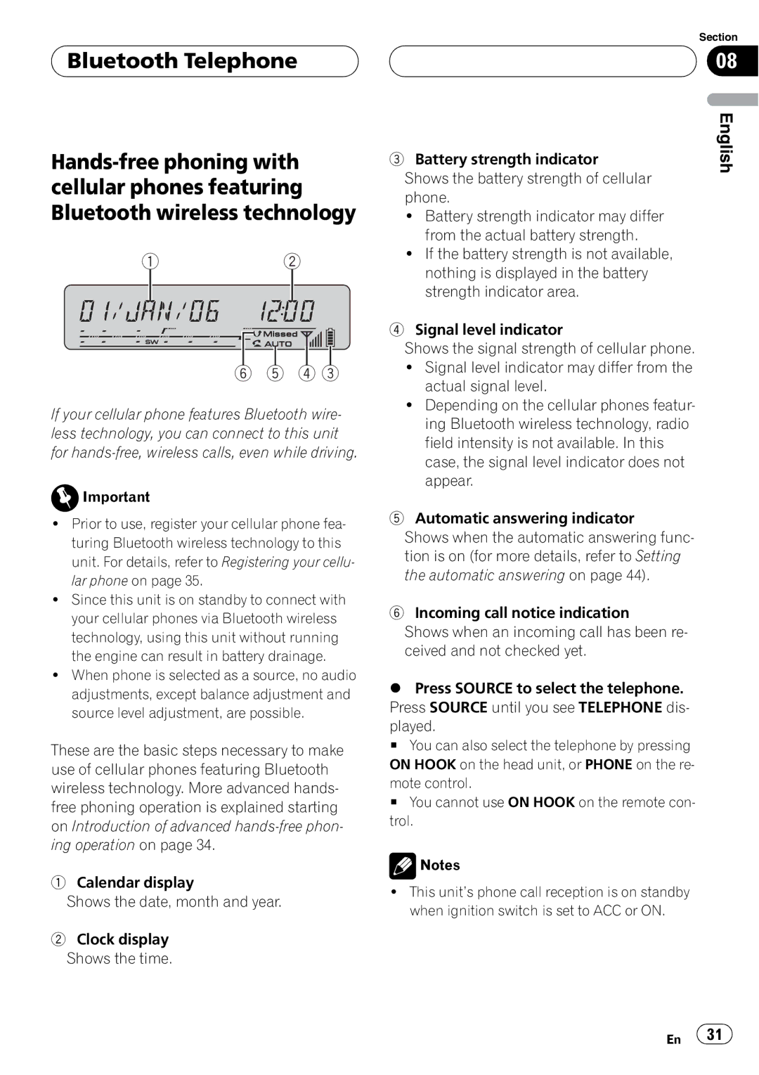 Pioneer DEH-P55BT operation manual Section 