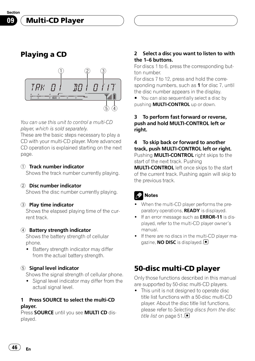 Pioneer DEH-P55BT operation manual Multi-CD Player Playing a CD, Disc multi-CD player 