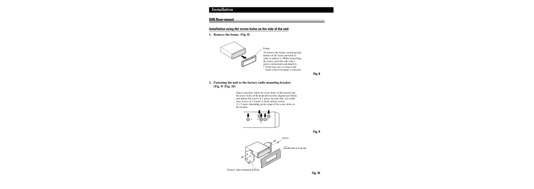 Pioneer DEH-P5800MP operation manual DIN Rear-mount 