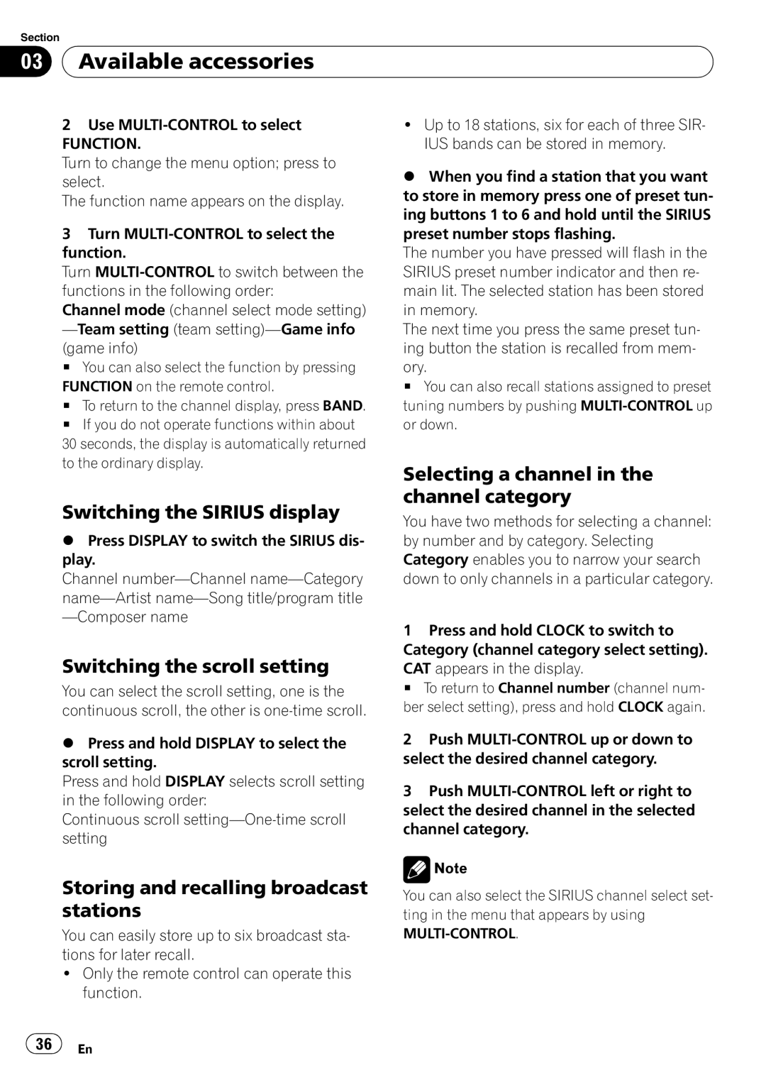 Pioneer DEH-P5900IB operation manual Switching the Sirius display, Switching the scroll setting 