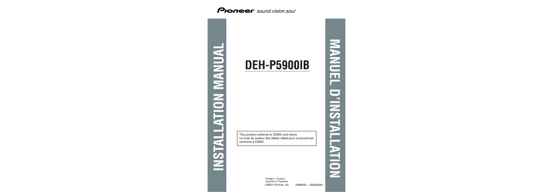 Pioneer DEH-P5900IB operation manual Installation Manual 