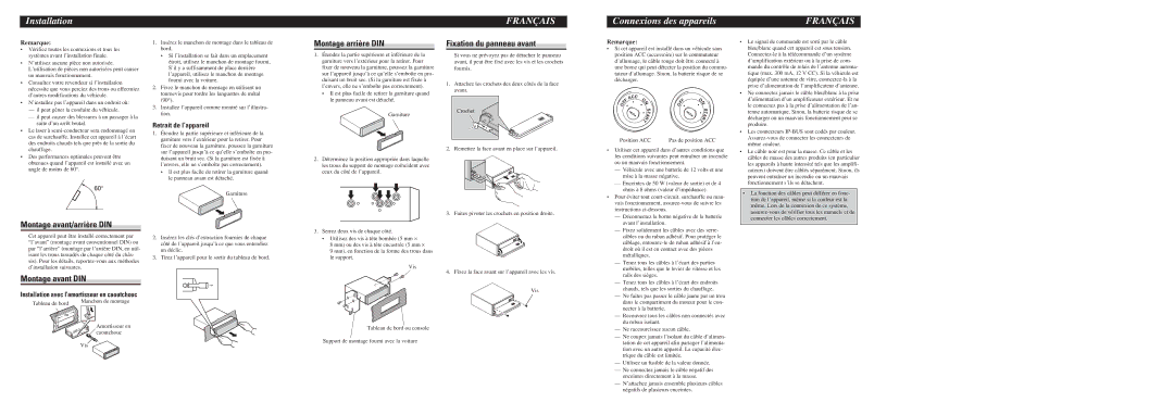 Pioneer DEH-P5900IB Montage avant/arrière DIN, Montage avant DIN, Montage arrière DIN, Fixation du panneau avant 