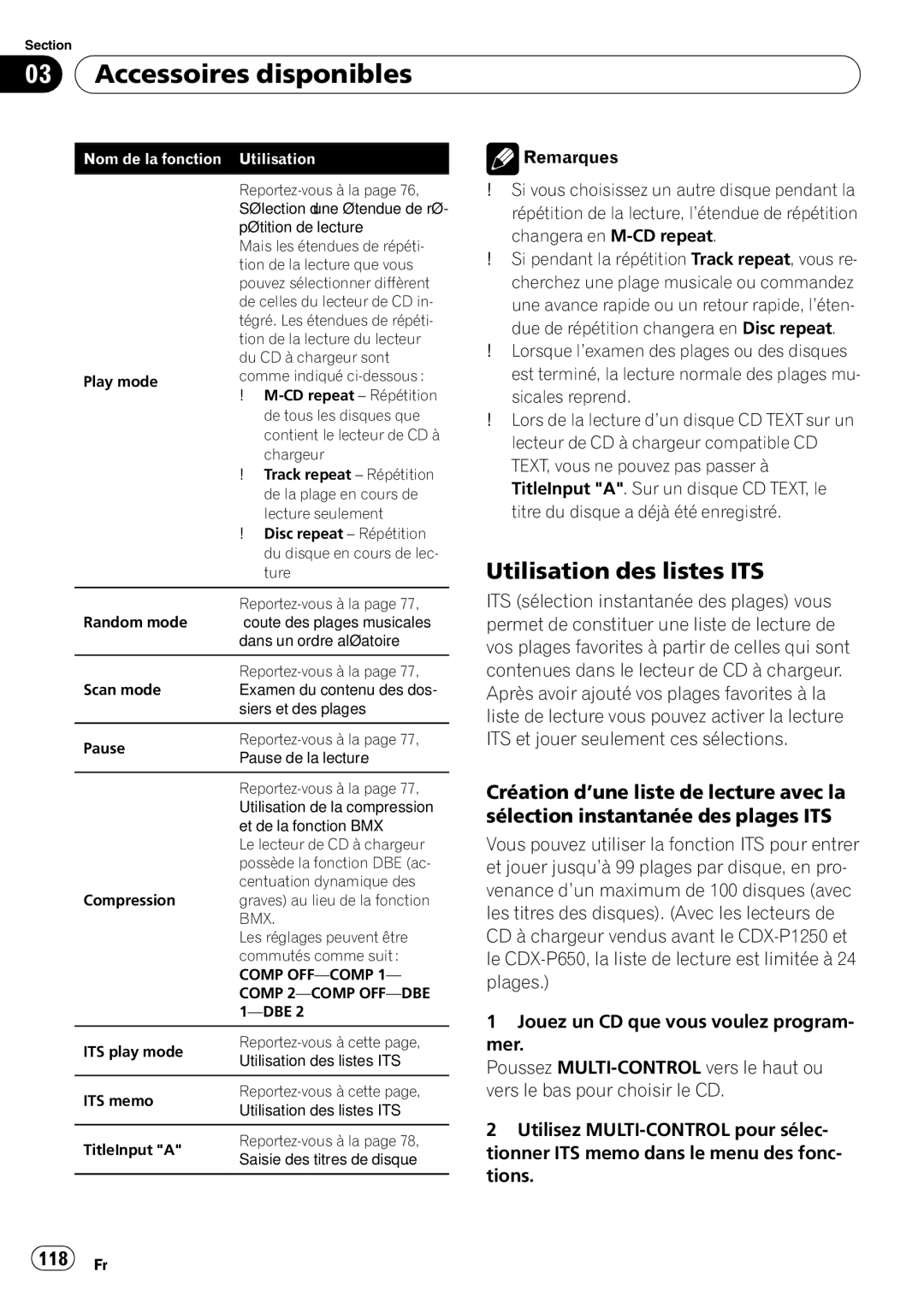 Pioneer DEH-P5900IB operation manual Utilisation des listes ITS, 118 Fr 