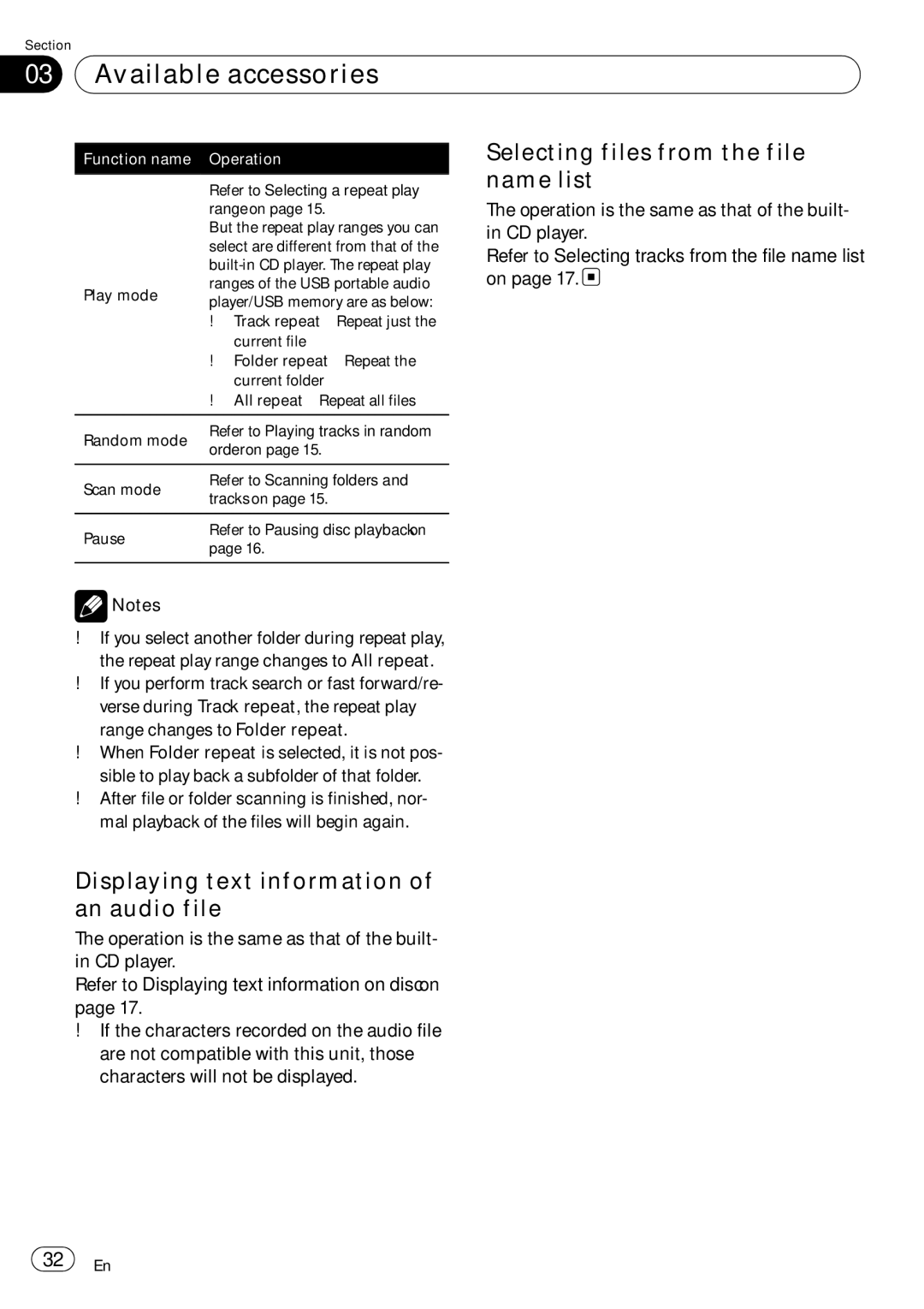 Pioneer DEH-P5900IB operation manual Available accessories, Selecting files from the file name list 