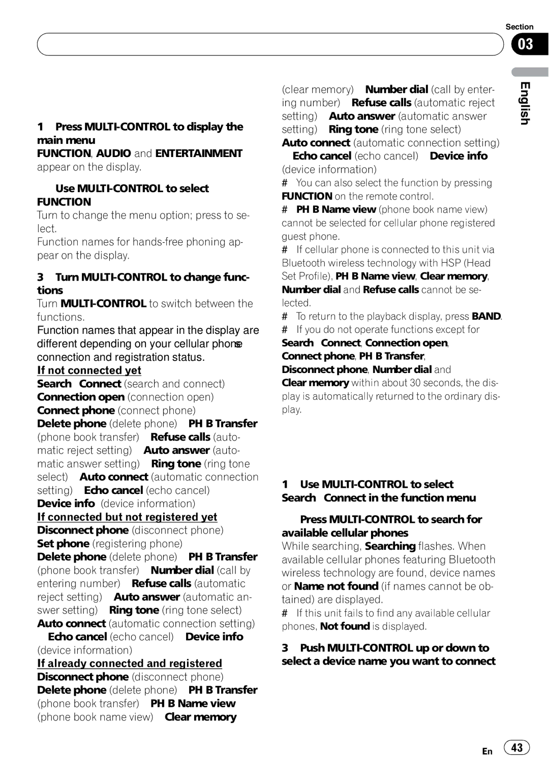 Pioneer DEH-P5900IB operation manual Connecting a cellular phone, Searching for available cellular phones 