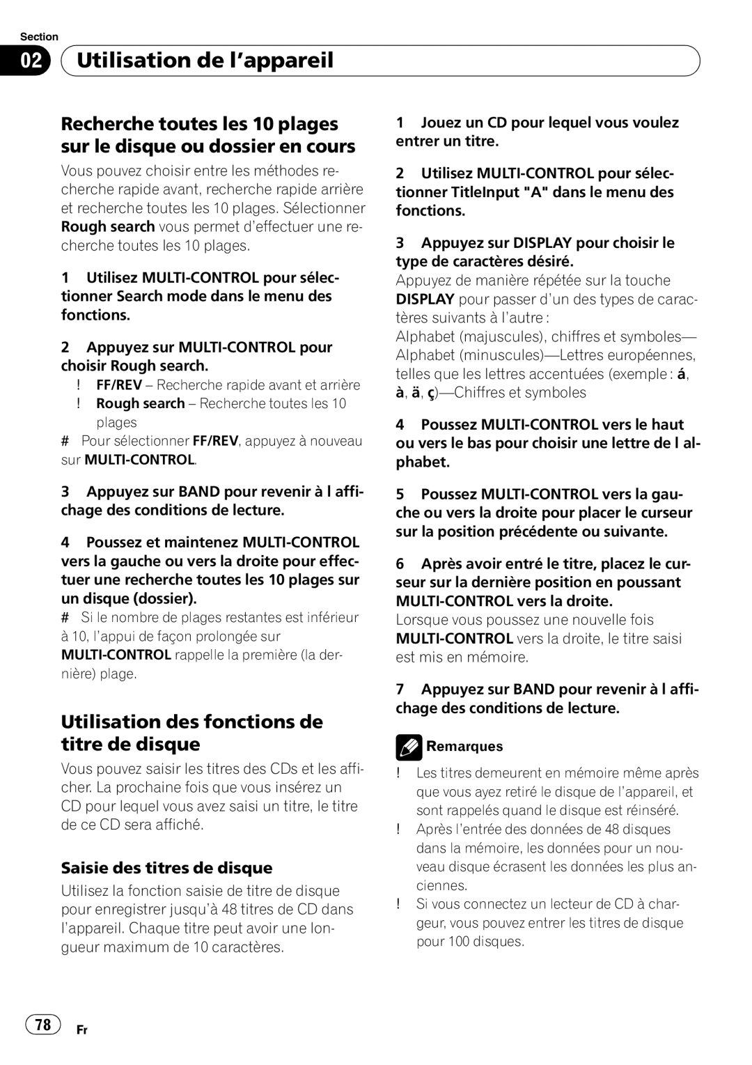 Pioneer DEH-P5900IB operation manual Utilisation des fonctions de titre de disque, Saisie des titres de disque 