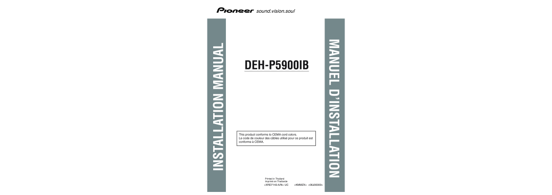 Pioneer DEH-P5900IB Installation Manual, Manuel D’Installation, This product conforms to CEMA cord colors, <XRD7143-A/N>UC 
