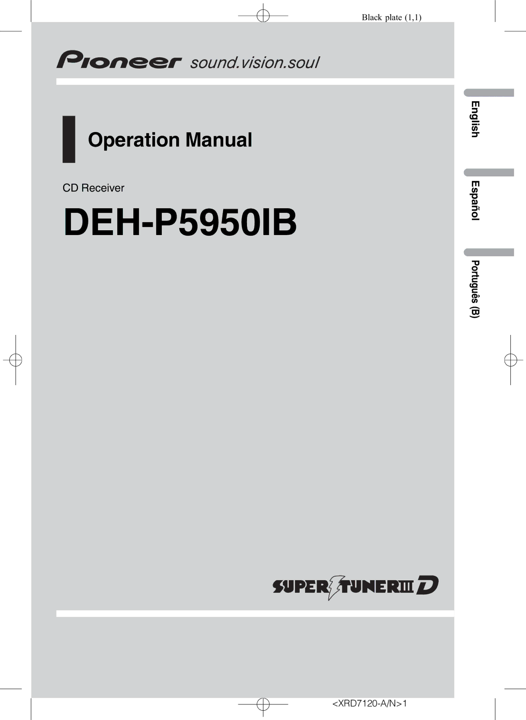 Pioneer DEH-P5950IB operation manual CD Receiver, English Español Português B 