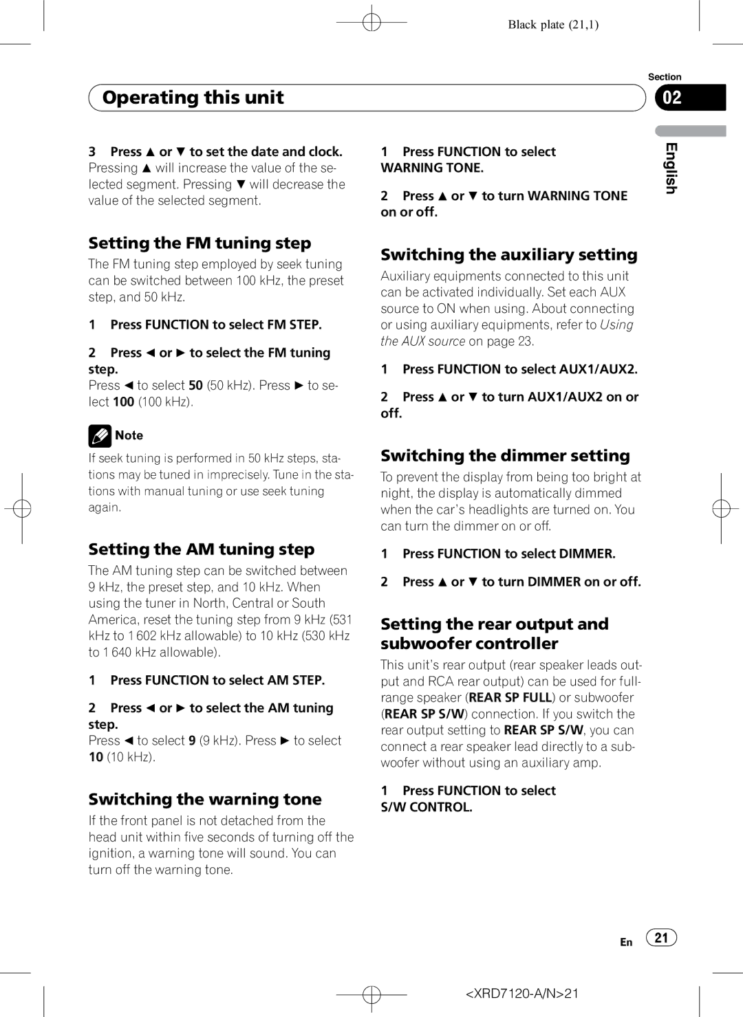 Pioneer DEH-P5950IB operation manual Setting the FM tuning step, Setting the AM tuning step, Switching the warning tone 