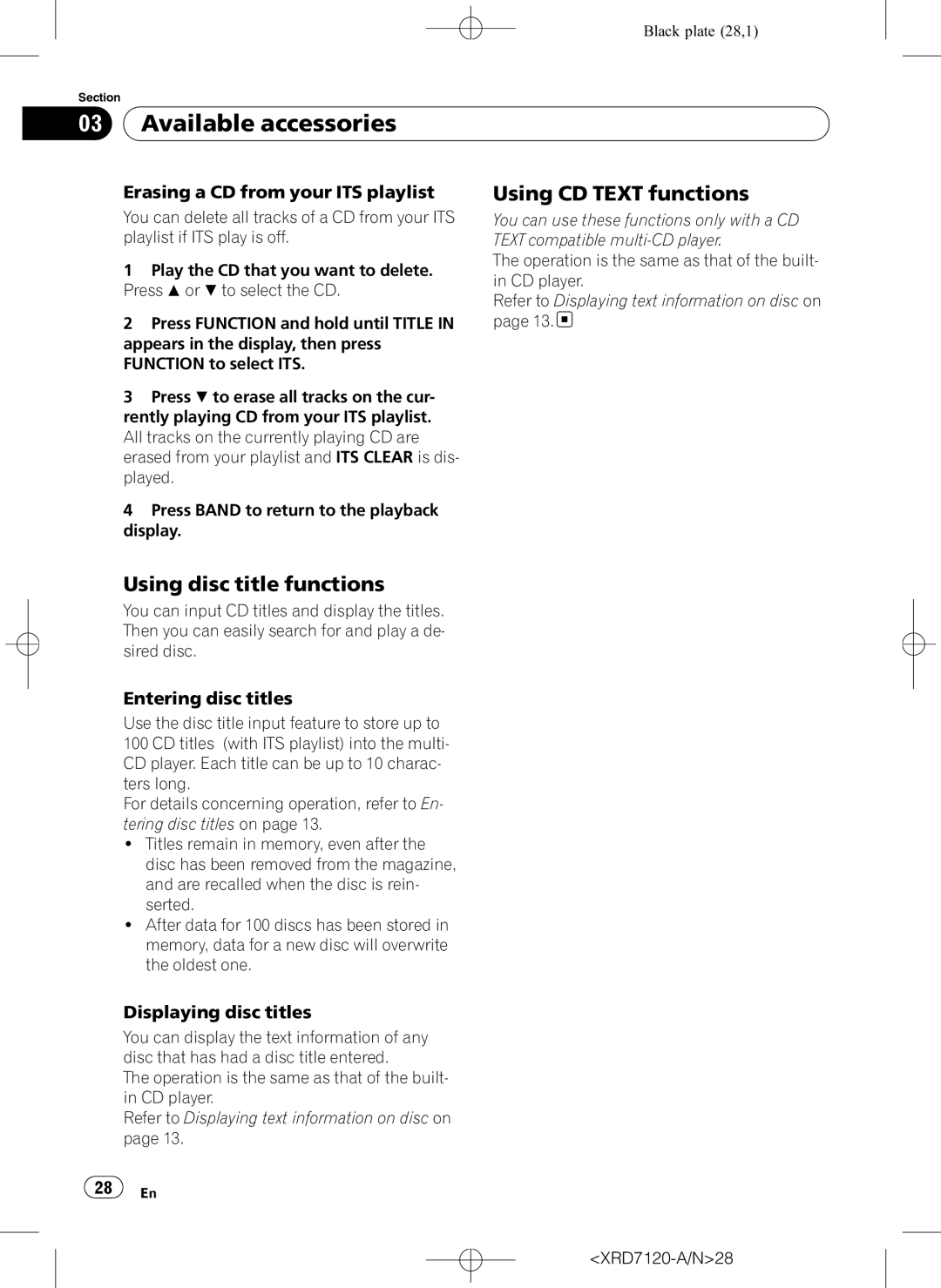 Pioneer DEH-P5950IB operation manual Using CD Text functions, Erasing a CD from your ITS playlist, Displaying disc titles 