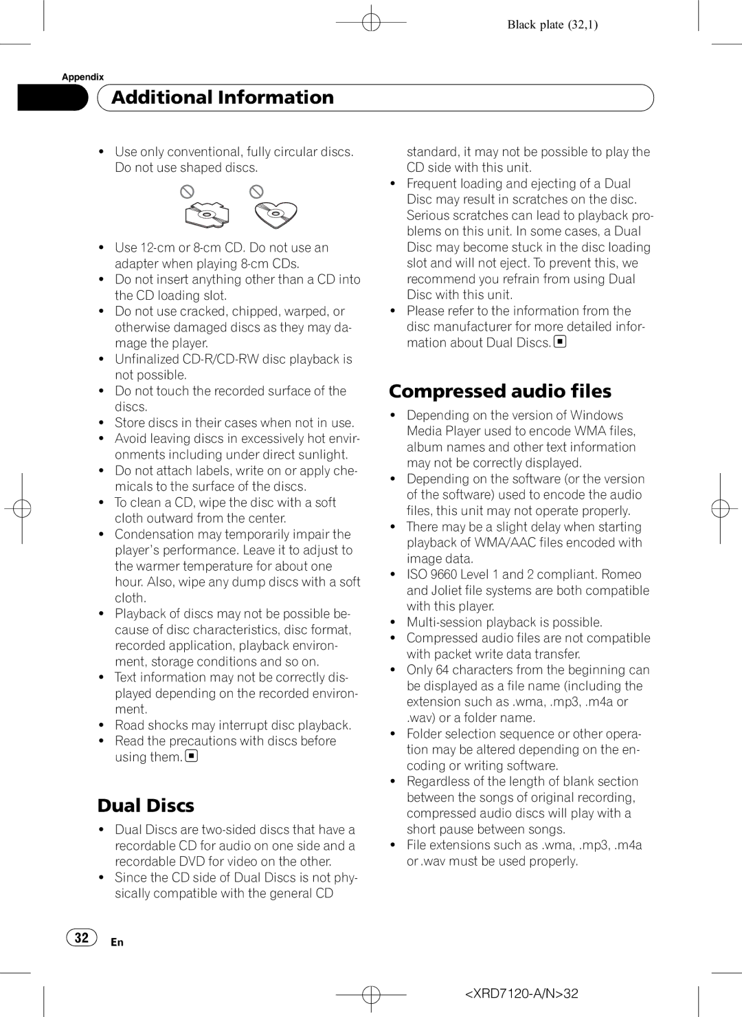 Pioneer DEH-P5950IB operation manual Additional Information, Dual Discs, Compressed audio files 