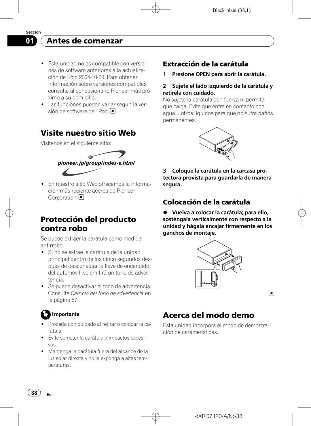 Pioneer DEH-P5950IB Antes de comenzar, Visite nuestro sitio Web, Protección del producto contra robo, Acerca del modo demo 