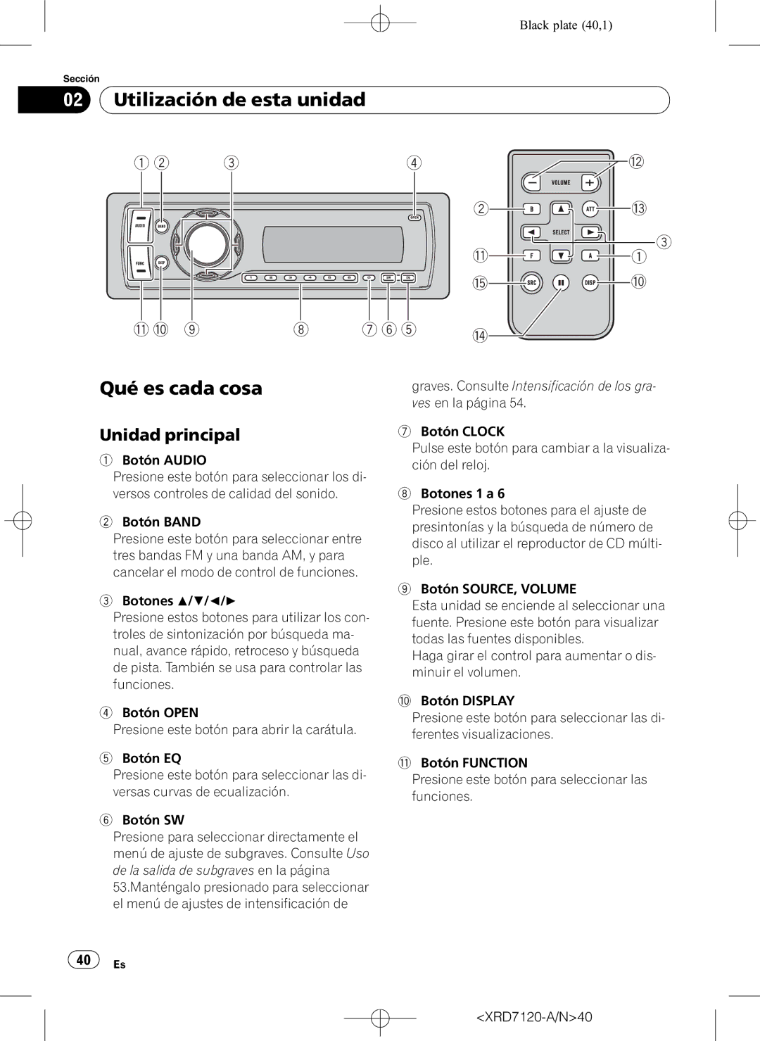 Pioneer DEH-P5950IB operation manual Utilización de esta unidad, Qué es cada cosa, Unidad principal 