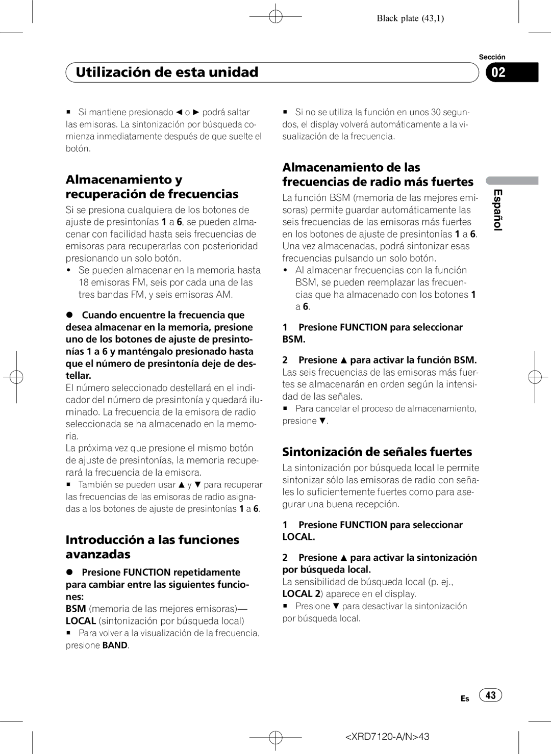 Pioneer DEH-P5950IB Almacenamiento y recuperación de frecuencias, Introducción a las funciones avanzadas, Local 