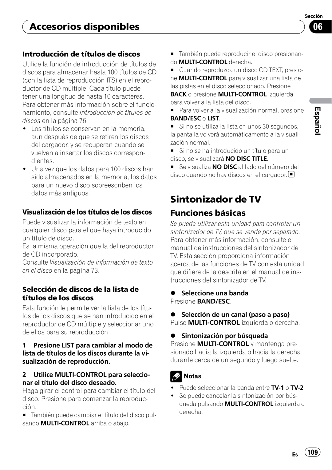 Pioneer DEH-P6000UB operation manual Sintonizador de TV, Visualización de los títulos de los discos 