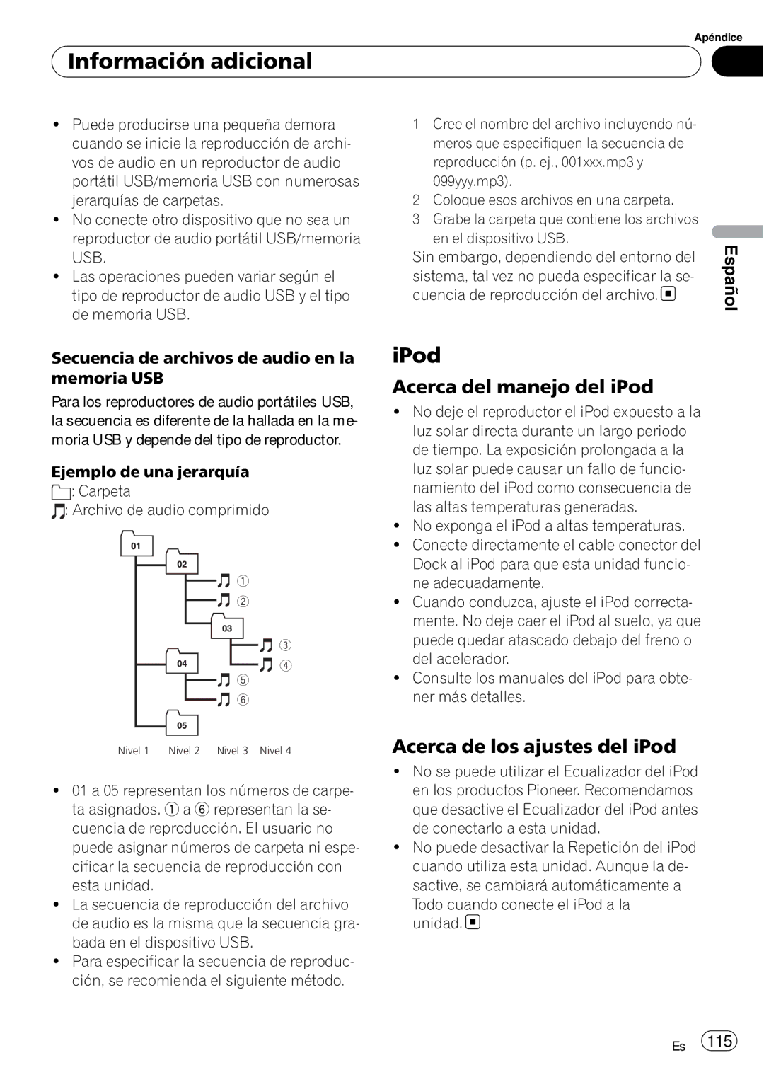 Pioneer DEH-P6000UB operation manual Acerca del manejo del iPod, Acerca de los ajustes del iPod 