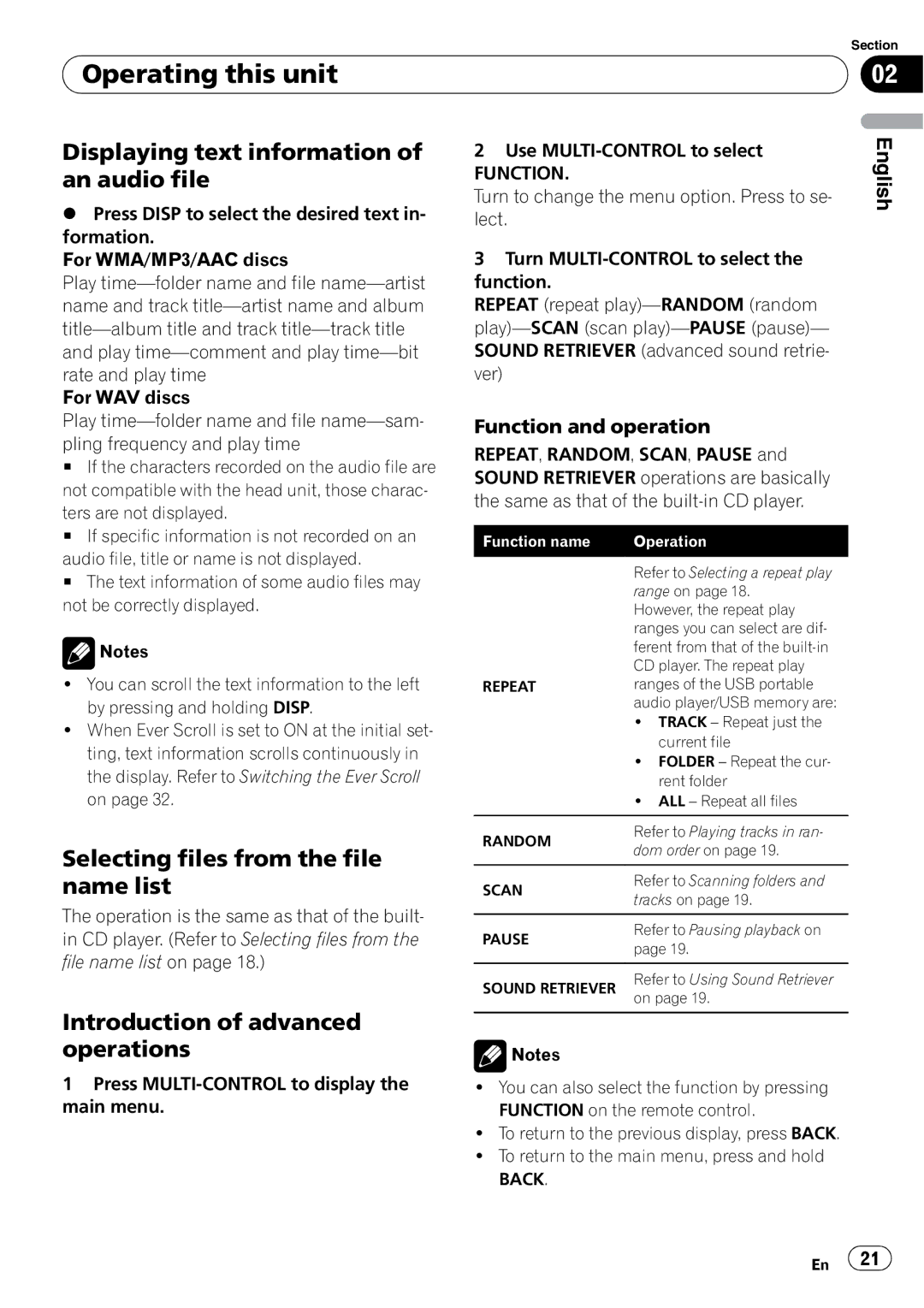 Pioneer DEH-P6000UB operation manual Displaying text information of an audio file, Selecting files from the file, Name list 