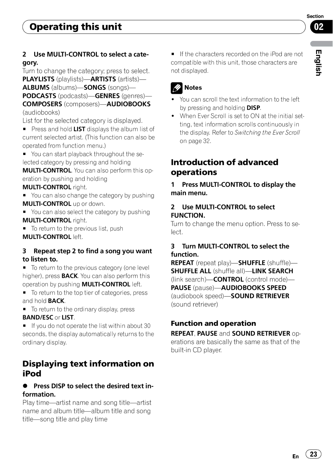 Pioneer DEH-P6000UB operation manual Displaying text information on iPod 