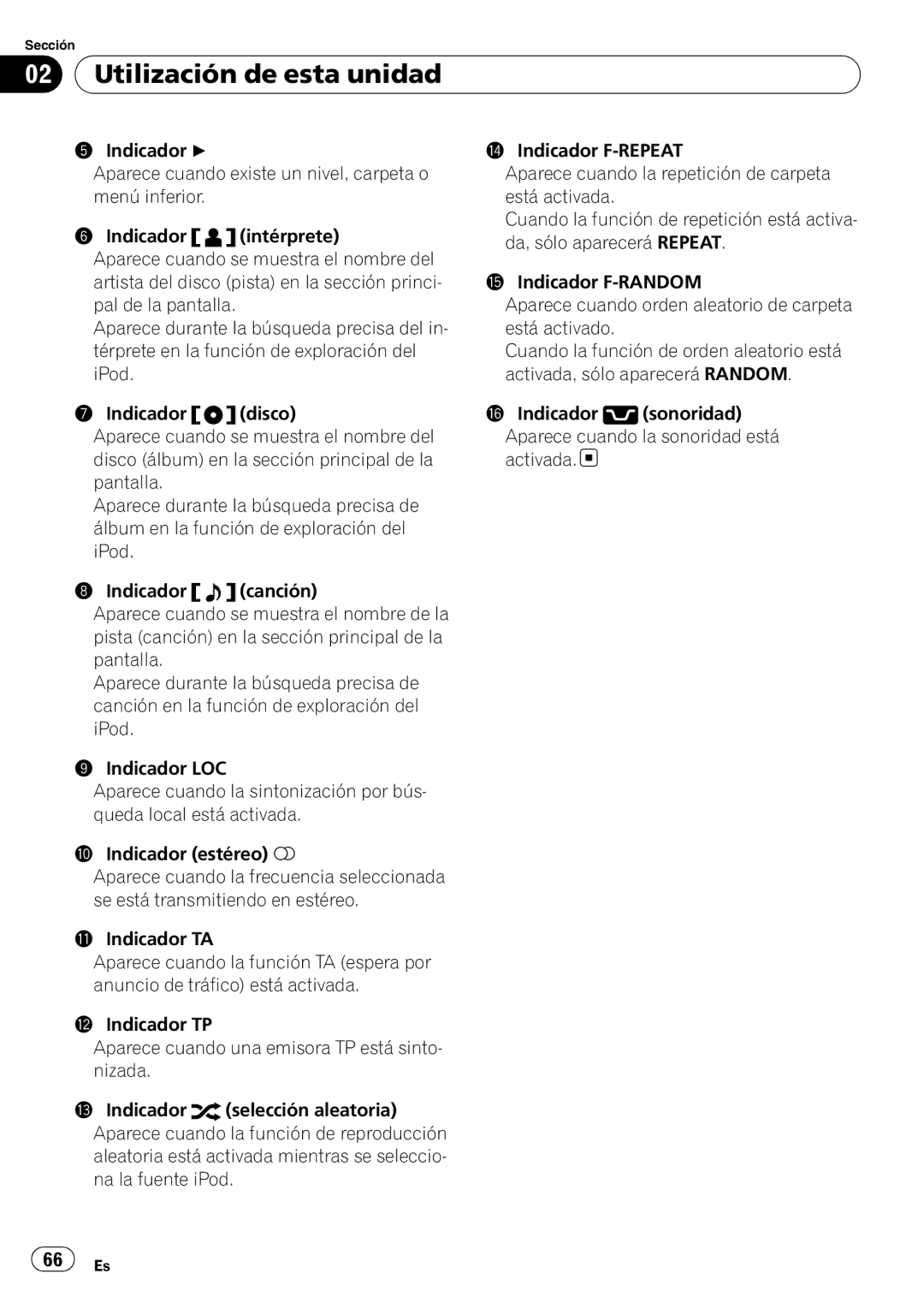 Pioneer DEH-P6000UB operation manual 66 Es 