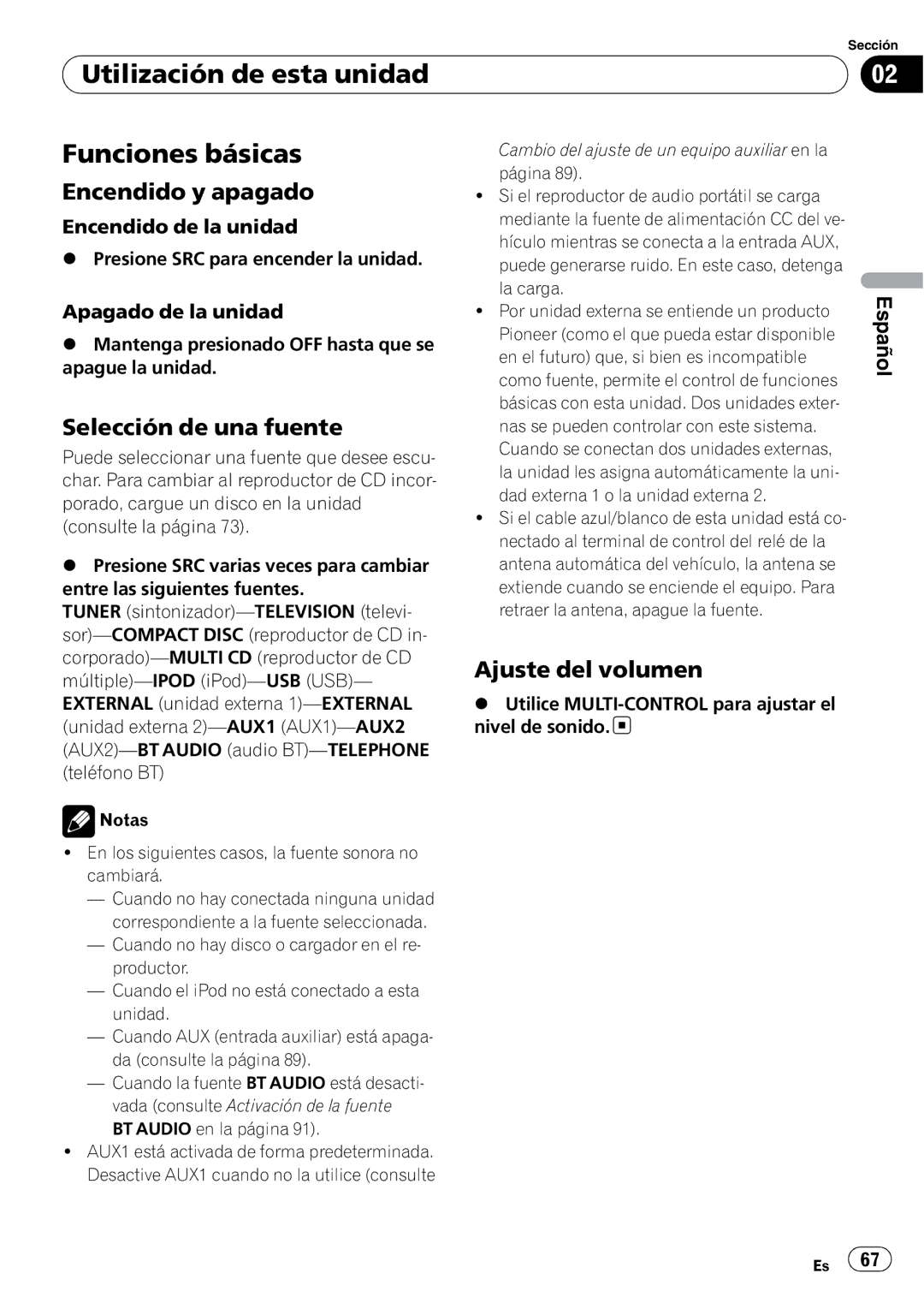 Pioneer DEH-P6000UB Utilización de esta unidad Funciones básicas, Encendido y apagado, Selección de una fuente 