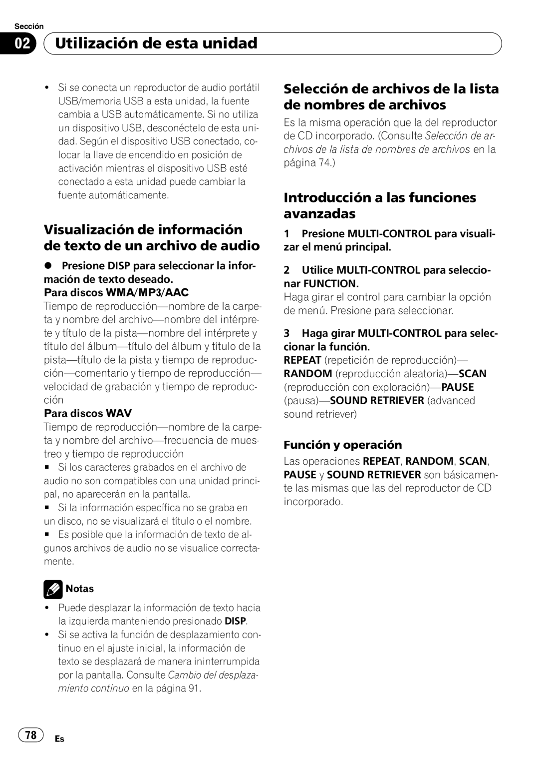 Pioneer DEH-P6000UB operation manual Visualización de información de texto de un archivo de audio, Función y operación 