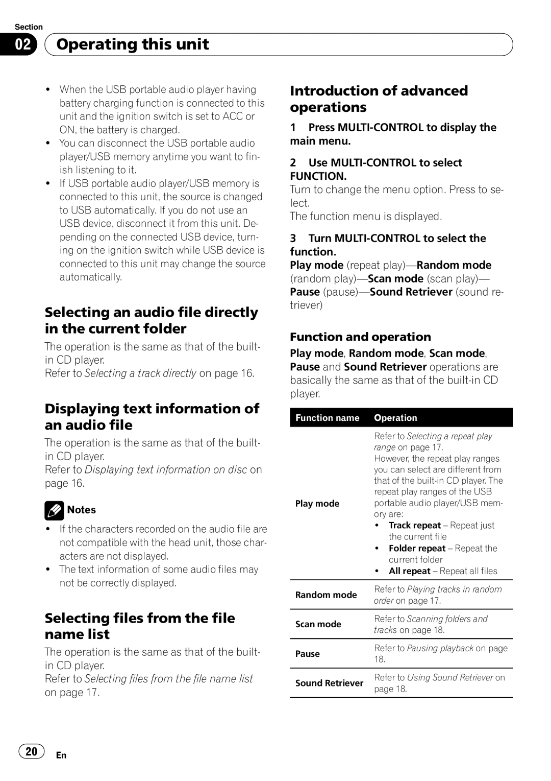 Pioneer DEH-P6000UB Selecting an audio file directly in the current folder, Displaying text information of an audio file 