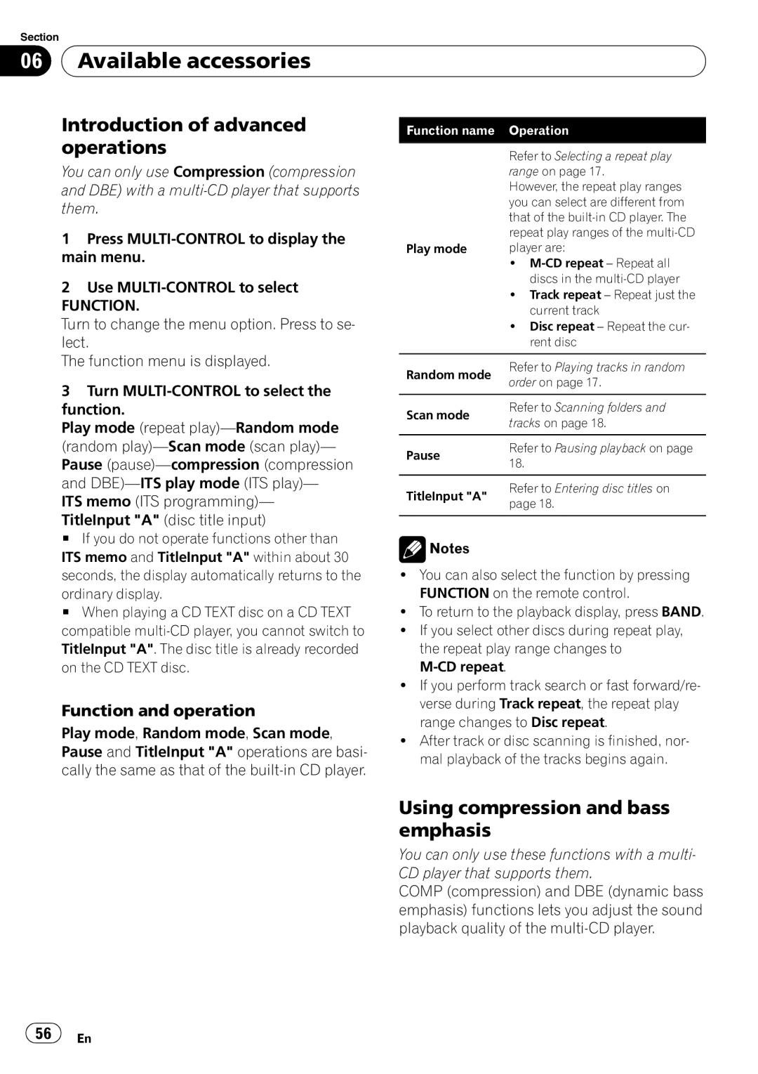 Pioneer DEH-P6000UB operation manual Using compression and bass emphasis 