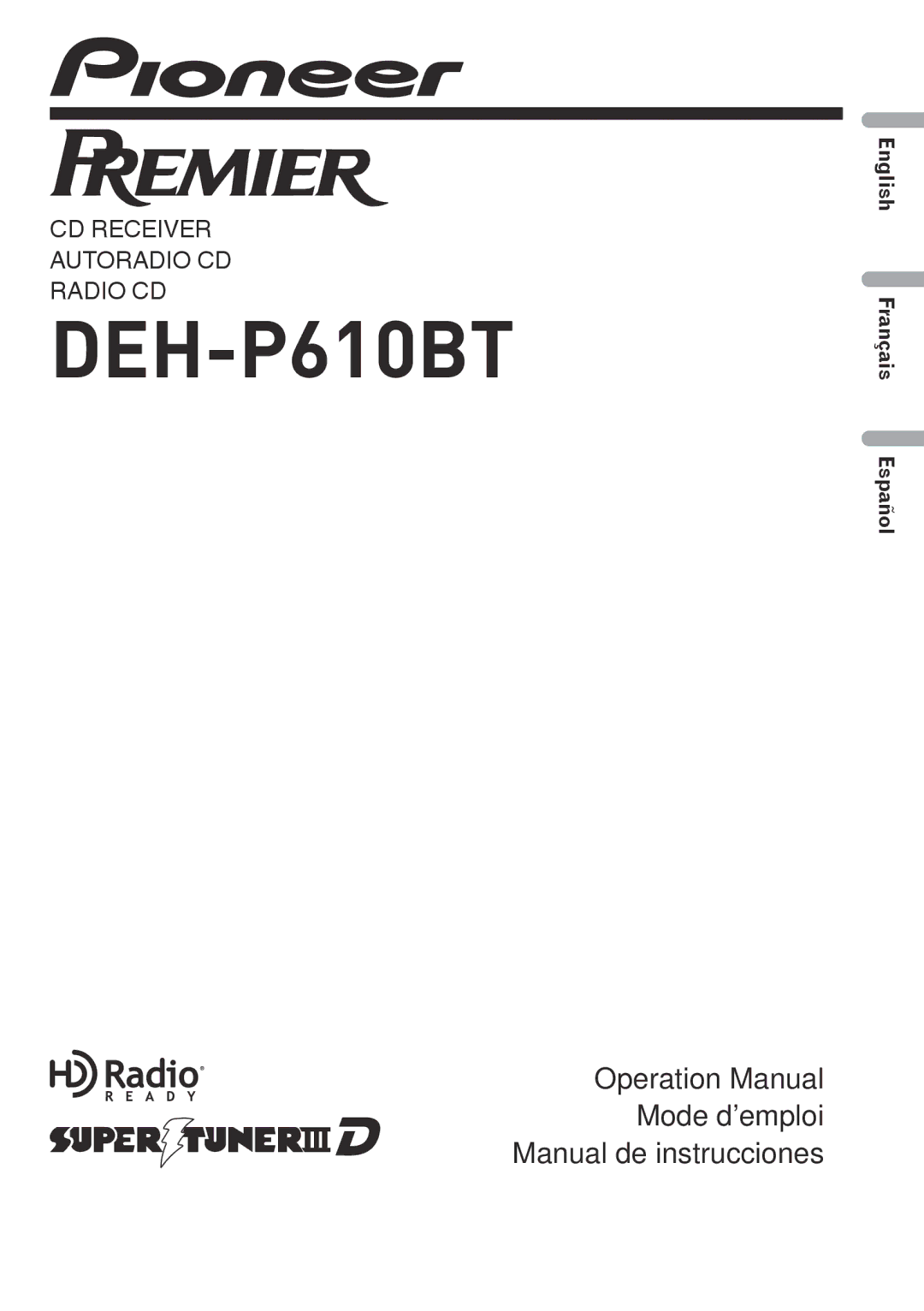 Pioneer DEH-P610BT operation manual 