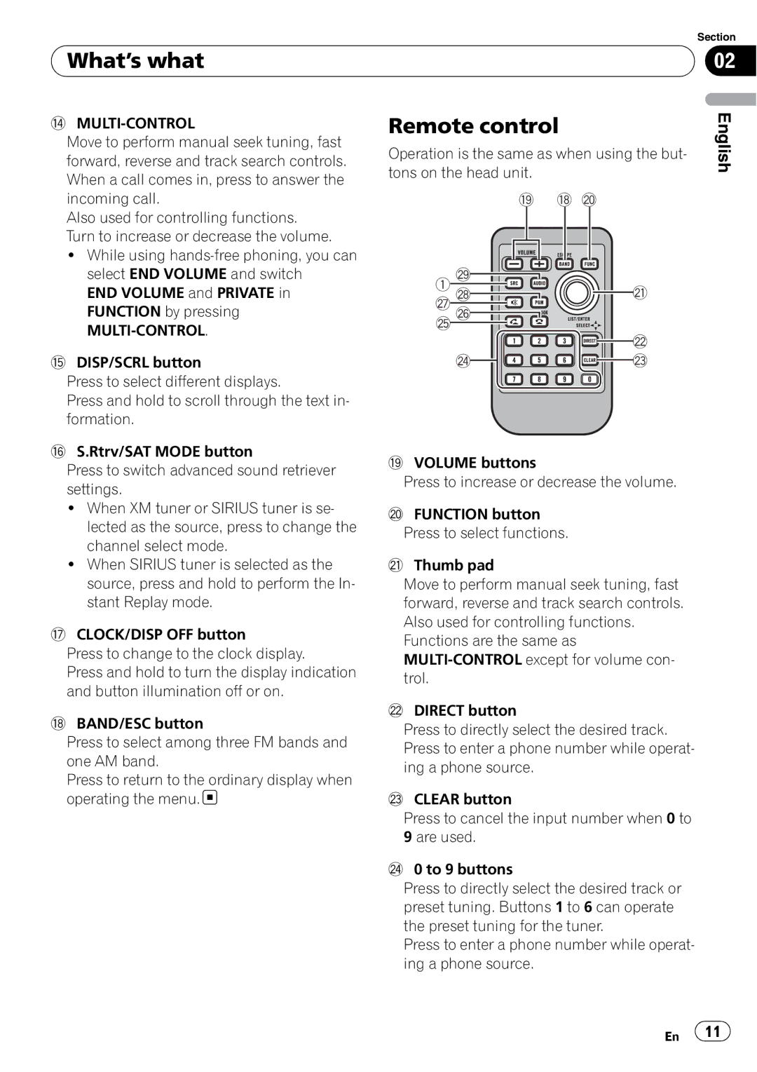 Pioneer DEH-P610BT operation manual What’s what, Remote control, Multi-Control 