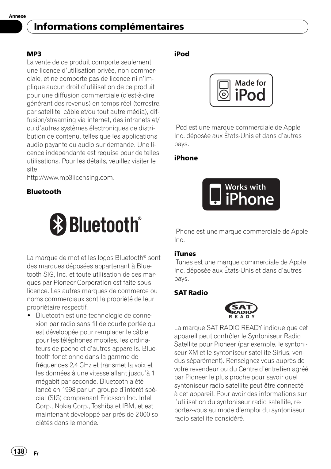 Pioneer DEH-P610BT operation manual 138 Fr, MP3 