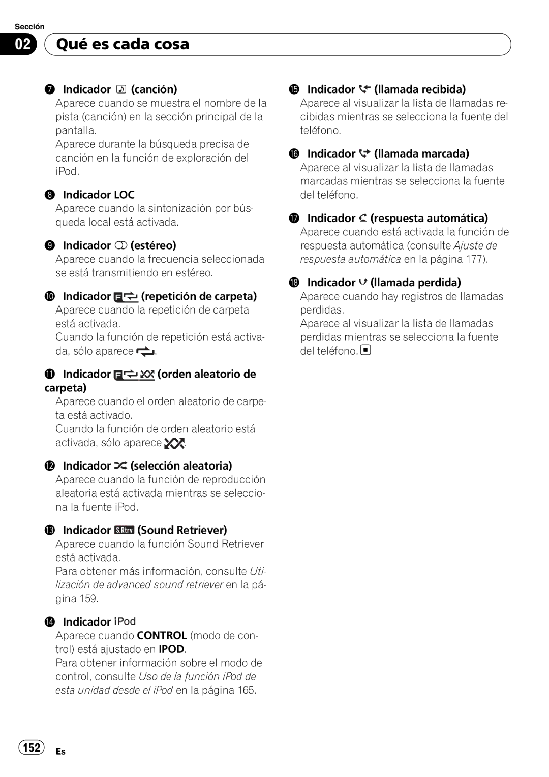 Pioneer DEH-P610BT operation manual 152 Es 