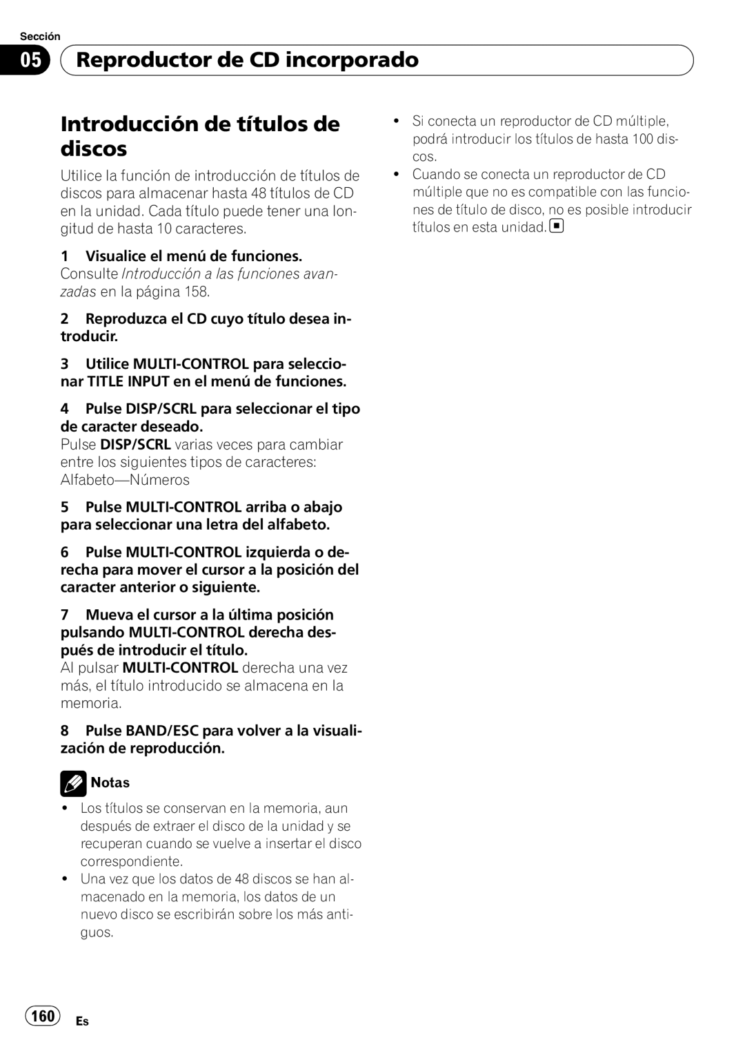 Pioneer DEH-P610BT operation manual 160 Es 