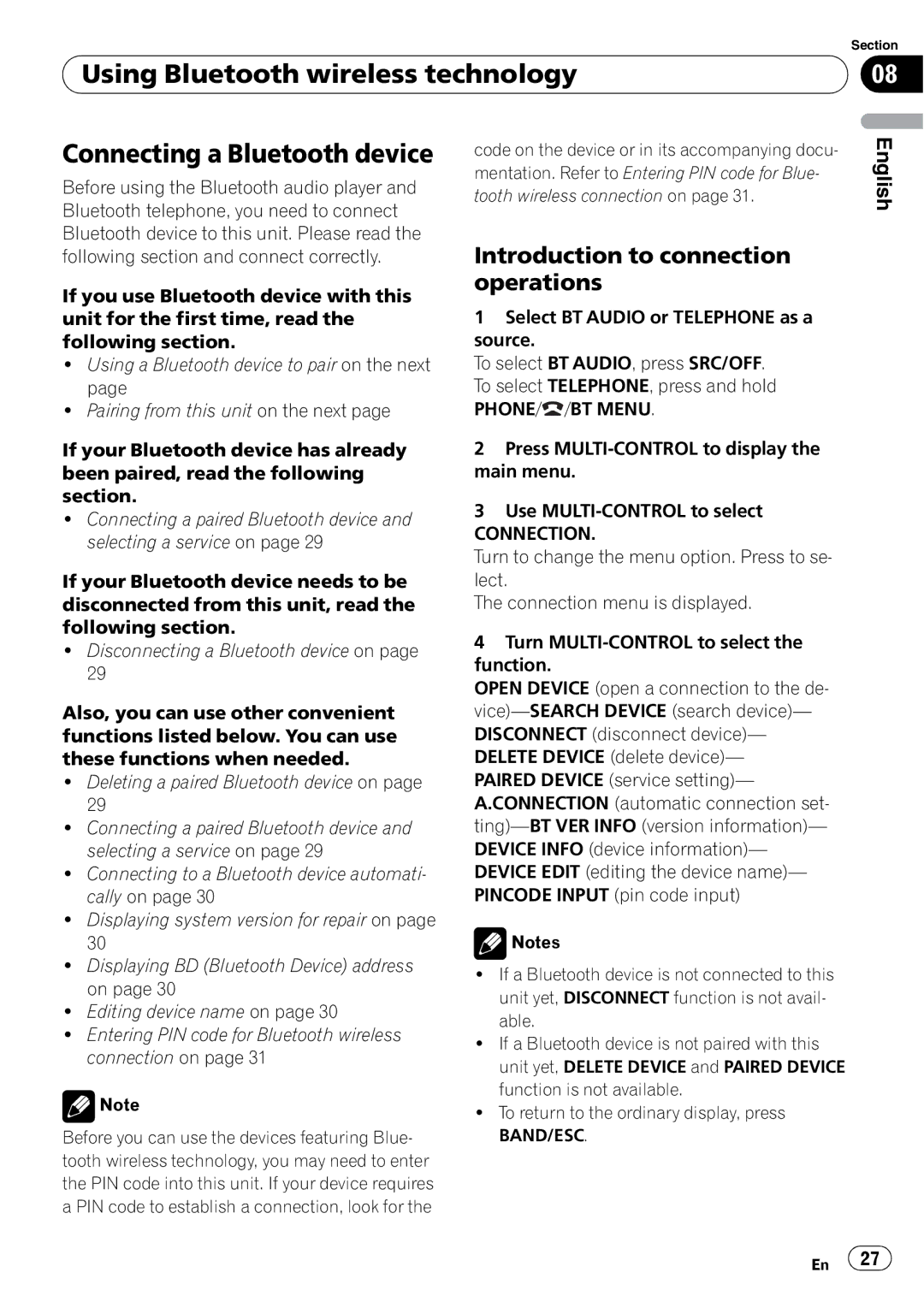 Pioneer DEH-P610BT operation manual Introduction to connection operations, Connection 