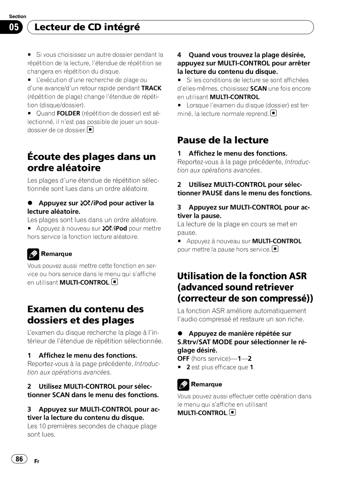 Pioneer DEH-P610BT operation manual Écoute des plages dans un ordre aléatoire, Examen du contenu des dossiers et des plages 