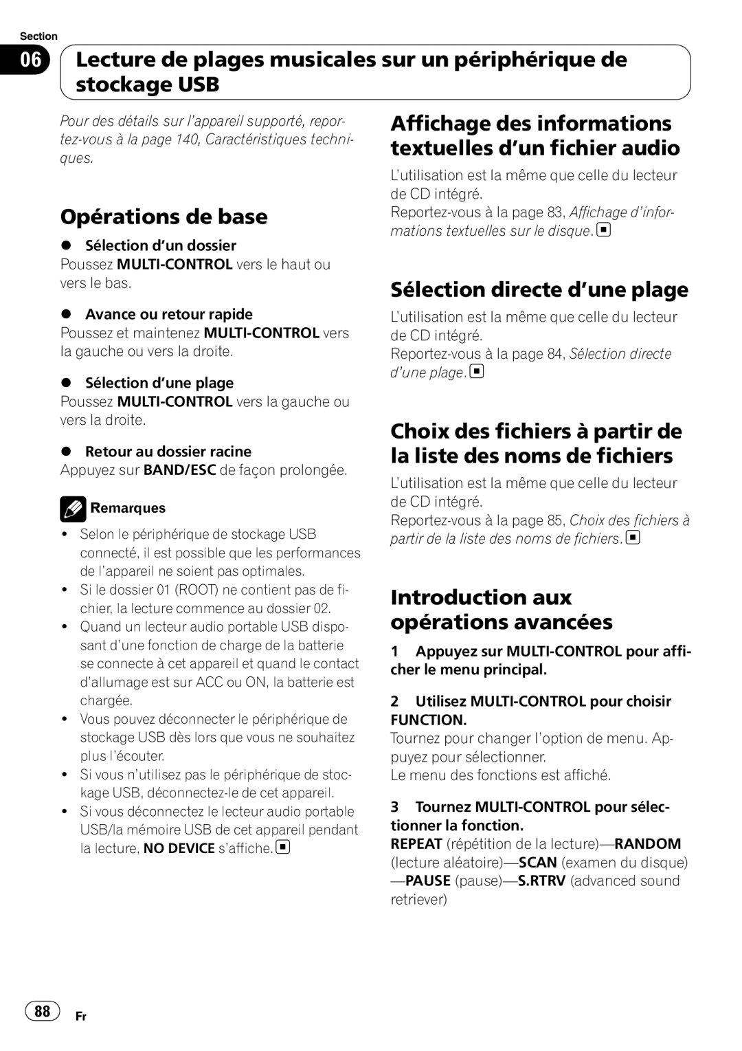 Pioneer DEH-P610BT operation manual Opérations de base, Affichage des informations textuelles d’un fichier audio 